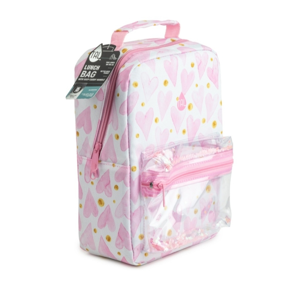 TAL Kids Insulated Lunch Bag - pink hearts
